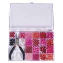 Boîte de perles avec pince Rayher, rose, 180 g
