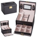 Eco-leather jewellery box with key lock, black
