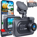 Dashcam avant/arrière ROVE R2-4K Dual, capteur STARVIS 2, carte 128 Go