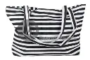 Striped marine beach bag in plastic fiber black/white striped