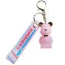 Porte-clés ours étiquette rose transparent