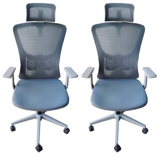 PROMO - LOT DE 2 Chaises de Bureau Gris