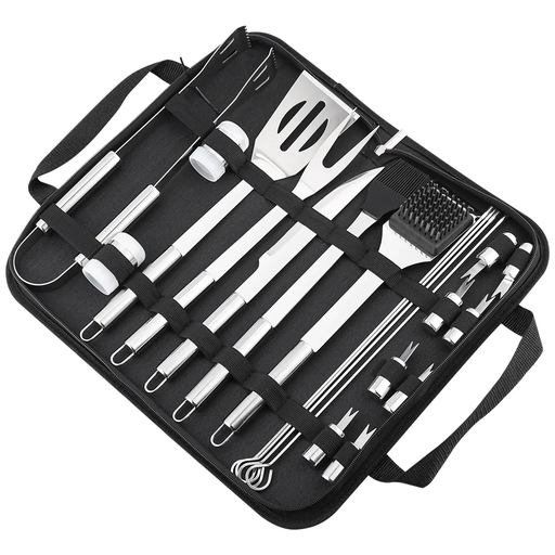 Barbecue Grill tool kit 20pcs, in a folding zippered bag.